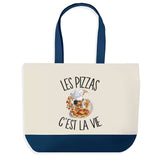 Sac de shopping bleu Pizza c'est la Vie