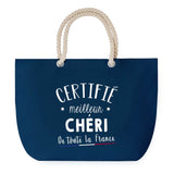 Sac de Plage Bleu avec Anse Corde Certifié meilleur Chéri