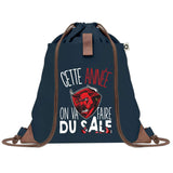 sac a dos bleu coton recycle avec pochette idee cadeau originale pour collegue ami prof ou membre de la famille cadeau mixte noel anniversaire secret santa ou depart au travail sac leger pratique et ecologique design breton moderne