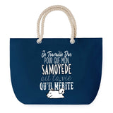 Sac de plage Bleu anse corde Samoyède Travailler Dur pour mon Chien