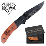cadeau homme personnalisé idée papa fête des pères noël mari saint valentin élégant pratique gravé inox bois acier durable pliant de poche utile aventurier randonneur bricoleur chic original compagnon plein air robuste cadeau unique