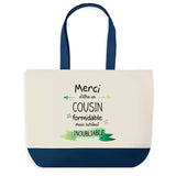 Sac de shopping bleu Merci Cousin Inoubliable Homme