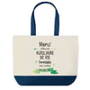 Sac de shopping bleu Merci Auxiliaire de Vie Inoubliable Femme