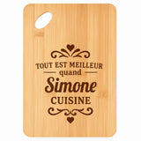 Planche bambou gravée personnalisée femme idée cadeau Fête des Mères apéro 30×20 prénom cuisine plateau fromage anniversaire noel maman mamie