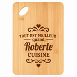 Planche bambou gravée personnalisée femme idée cadeau Fête des Mères apéro 30×20 prénom cuisine plateau fromage anniversaire noel maman mamie