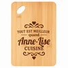 Planche bambou gravée personnalisée femme idée cadeau Fête des Mères apéro 30×20 prénom cuisine plateau fromage anniversaire noel maman mamie