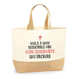 Sac Jute Fête des Mères Fêtes des Pères Mamie Papi Famille Idée Cadeau anniversaire Noël Travail Boulot Métier Départ Retraite Collègue Femme Homme