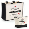 Cabas femme sac plage ou shopping tote bag pochette trousse Idée cadeau original pour anniversaire Noël travail départ retraite collègue famille fete des mères maman mamie