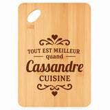 Planche bambou gravée personnalisée femme idée cadeau Fête des Mères apéro 30×20 prénom cuisine plateau fromage anniversaire noel maman mamie