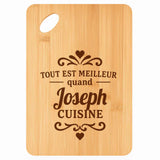Planche bambou gravée personnalisée homme idée cadeau Fête des Pères apéro 30×20 prénom cuisine plateau fromage anniversaire noel papa papi 