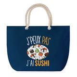 Sac de plage Bleu anse corde J'peux Pas Sushi