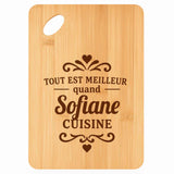 Planche bambou gravée personnalisée homme idée cadeau Fête des Pères apéro 30×20 prénom cuisine plateau fromage anniversaire noel papa papi 