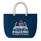 Sac de plage Bleu anse corde Musculation Légende Humour Geek