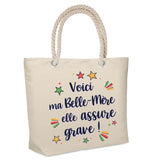 Sac Fête des Mères Mamie Famille Idée Cadeau anniversaire Noël Travail Boulot Métier Départ Retraite Collègue Femme cabas shopping plage