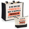 Cabas femme sac plage ou shopping tote bag pochette trousse Idée cadeau original pour anniversaire Noël travail départ retraite collègue famille fete des mères maman mamie