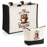 Cabas femme sac plage ou shopping tote bag pochette trousse Idée cadeau original pour anniversaire Noël travail départ retraite collègue famille fete des mères maman mamie