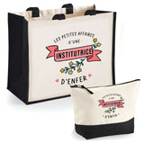 Cabas femme sac plage ou shopping tote bag pochette trousse Idée cadeau original pour anniversaire Noël travail départ retraite collègue famille fete des mères maman mamie