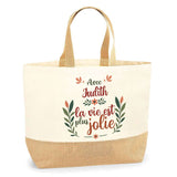 Sac Jute Fête des Mères Fêtes des Pères Mamie Papi Famille Idée Cadeau anniversaire Noël Travail Boulot Métier Départ Retraite Collègue Femme Homme