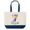Sac de shopping bleu Hand c'est la Vie