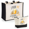 Cabas homme ou femme sac plage ou shopping tote bag pochette trousse Idée cadeau original pour anniversaire Noël travail départ retraite collègue famille fete des mères fetes des pères papa maman mamie papi