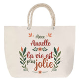 Sac Fête des Mères Mamie Famille Idée Cadeau anniversaire Noël Travail Boulot Métier Départ Retraite Collègue Femme cabas shopping plage