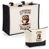 Cabas femme sac plage ou shopping tote bag pochette trousse Idée cadeau original pour anniversaire Noël travail départ retraite collègue famille fete des mères maman mamie