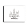 Affiche Bordeaux | Poster Tableau dessin ville de France pour décoration murale qualité papier Premium A4 - Planetee