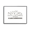Affiche Carcassonne | Poster Tableau dessin ville de France pour décoration murale qualité papier Premium A4 - Planetee