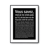 Affiche Chef de service Bon ou Mauvais - Planetee