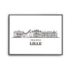 Affiche Lille | Poster Tableau dessin ville de France pour décoration murale qualité papier Premium A4 - Planetee