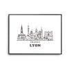 Affiche Lyon | Poster Tableau dessin ville de France pour décoration murale qualité papier Premium A4 - Planetee
