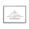 Affiche Mont Saint Michel | Poster Tableau dessin ville de France pour décoration murale qualité papier Premium A4 - Planetee
