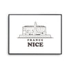 Affiche Nice | Poster Tableau dessin ville de France pour décoration murale qualité papier Premium A4 - Planetee