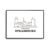 Affiche Strasbourg | Poster Tableau dessin ville de France pour décoration murale qualité papier Premium A4 - Planetee