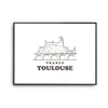 Affiche Toulouse | Poster Tableau dessin ville de France pour décoration murale qualité papier Premium A4 - Planetee