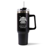 Mug isotherme Noir super Cheffe de service Femme