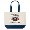 Sac de shopping bleu J'peux pas Rugby Étoiles