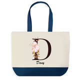Sac de shopping bleu Dany Lettre Fleur
