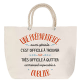Sac Fête des Mères Mamie Famille Idée Cadeau anniversaire Noël Travail Boulot Métier Départ Retraite Collègue Femme cabas shopping plage