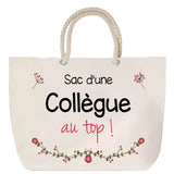 Sac Fête des Mères Mamie Famille Idée Cadeau anniversaire Noël Travail Boulot Métier Départ Retraite Collègue Femme cabas shopping plage