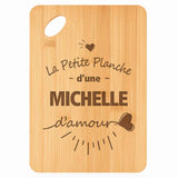 Planche bambou gravée personnalisée femme idée cadeau Fête des Mères apéro 30×20 prénom cuisine plateau fromage anniversaire noel maman mamie