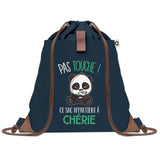 Sac à Dos Bleu avec Pochette Chérie Pas Touche Panda