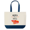 Sac de shopping bleu Merci Papou Génial