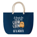 Sac de plage Bleu anse corde Chow Chow Travailler Dur pour mon Chien