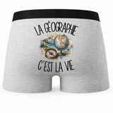 Boxer Homme La géographie c'est la vie – Impression au dos