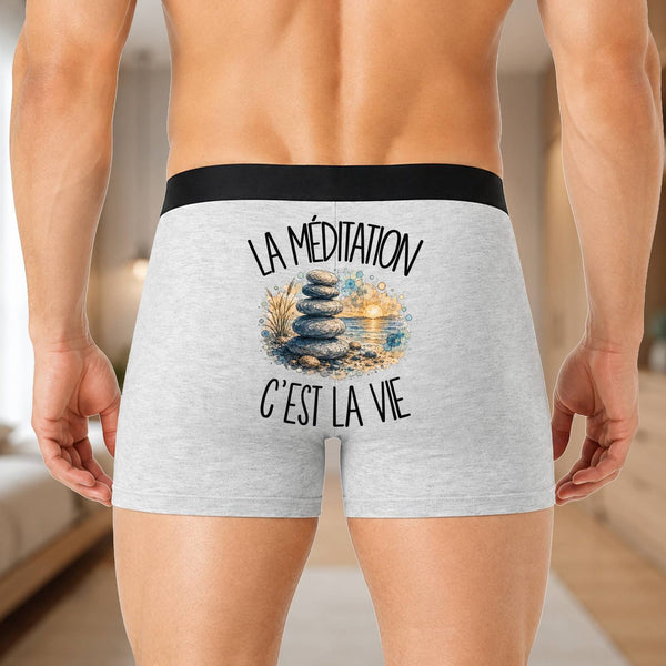 Boxer Homme La méditation c'est la vie – Impression au dos