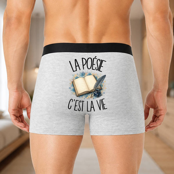 Boxer Homme La poésie c'est la vie – Impression au dos