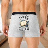 Boxer Homme La poésie c'est la vie – Impression au dos