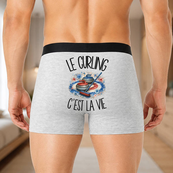 Boxer Homme Le curling c'est la vie – Impression au dos