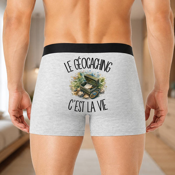 Boxer Homme Le géocaching c'est la vie – Impression au dos